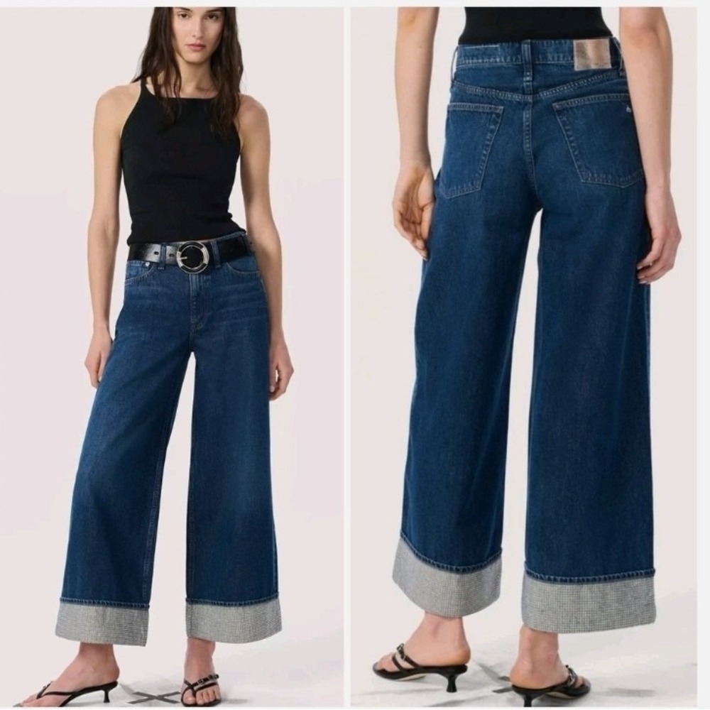 NWT Rag & Bone $368 The Sofie High Rise Ankle Wide Jeans In Dawn Jewel Size: 31